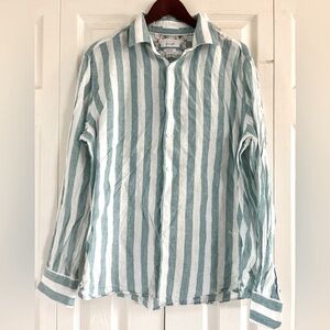 Porter & Ash Linen Teal Striped Men's Shirt